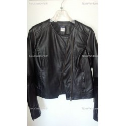 Blouson en cuir Noir