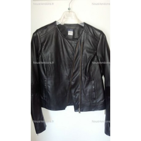 Blouson en cuir Noir