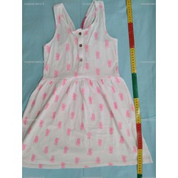 Robe sans manche, blanche avec motif rose, 8 ans (NKY)